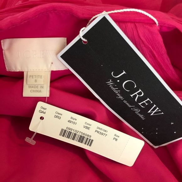 J Crew Lucienne One Shoulder Hot Pink Silk Chiffon Dress NWT size 8 Petite - Picture 7 of 11